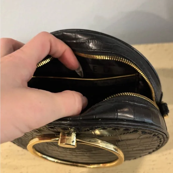 Ted Baker Black Croc-Embossed Circle Clutch - Picture 6 of 6